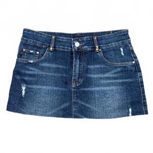 y2k denim dark wash mini skirt